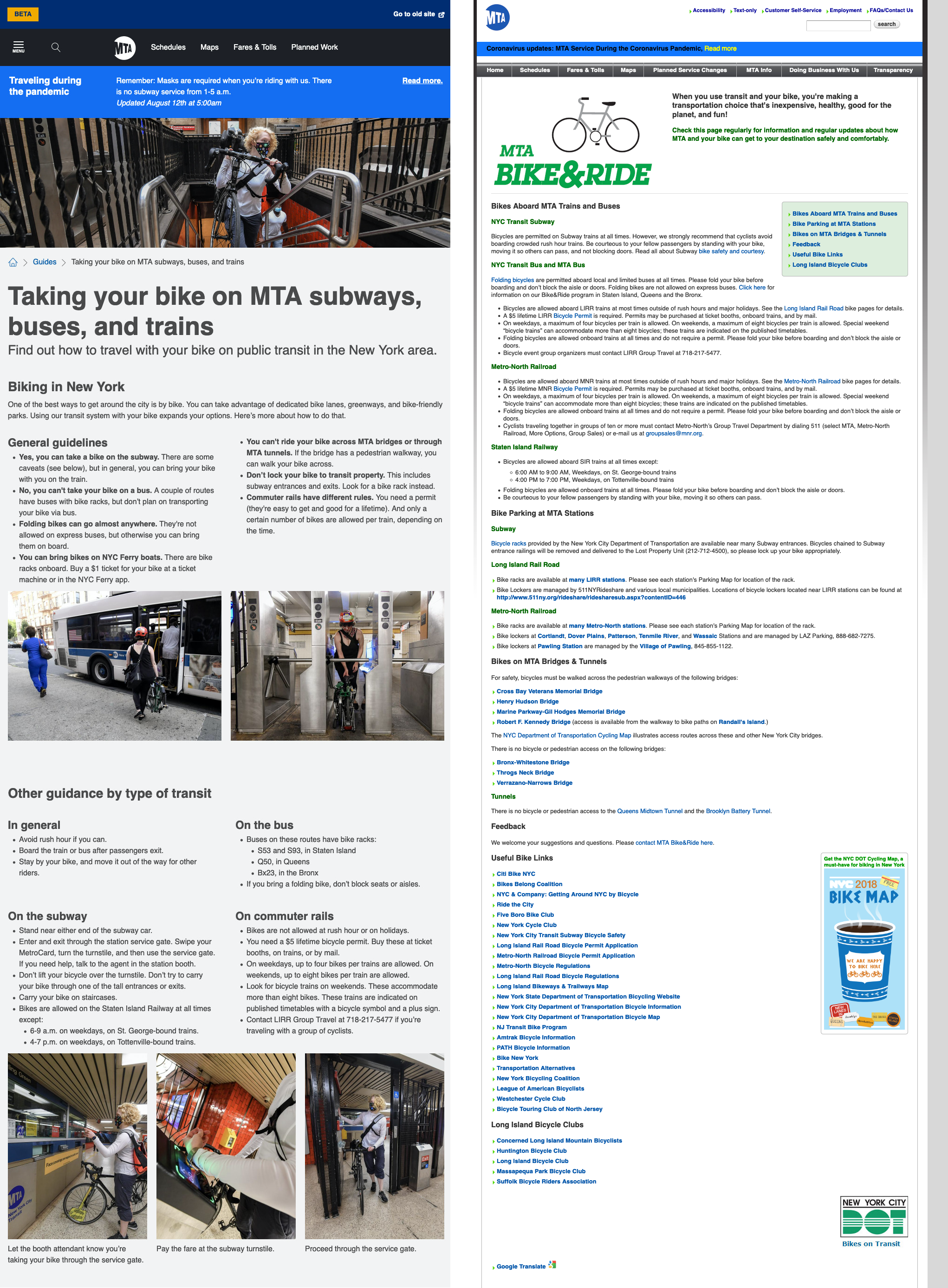 Two screenshots side-by-side, showing a web page with large photos and organized text, compared to an outdated-looking page that’s mostly text.
